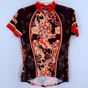 Canari Puss in Boots Womens Cycling Jersey Size M Black Orange Frilly Yet Feisty